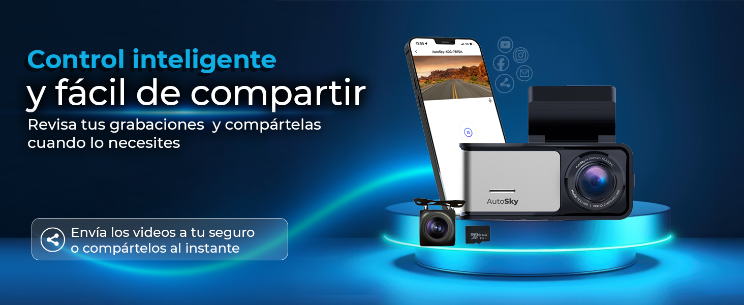 CAMARA DASH CAM AUTOSKY 4K WIFI GPS DELANTERA Y TRASERA