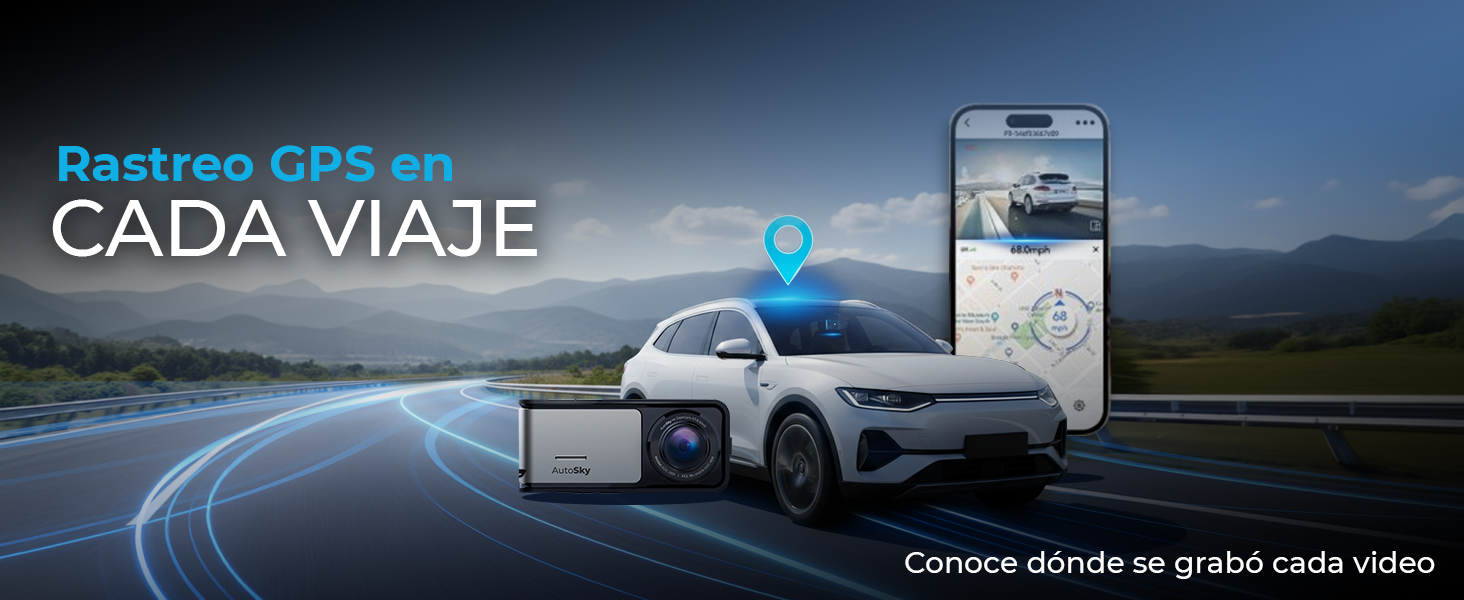 CAMARA DASH CAM AUTOSKY 4K WIFI GPS DELANTERA Y TRASERA