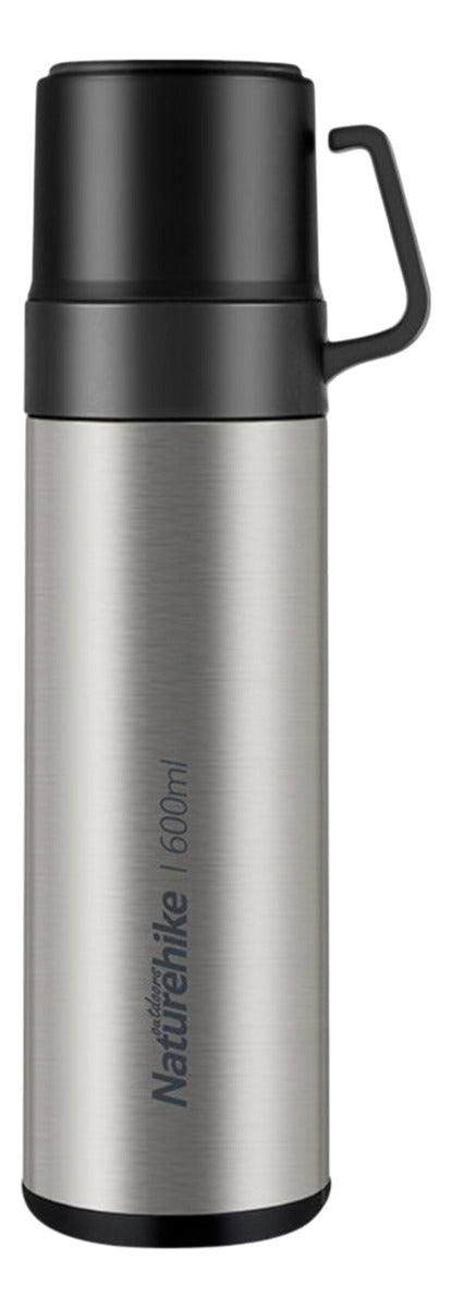 Termo Acero Inoxidable Doble Tapa De 600ml Plateado