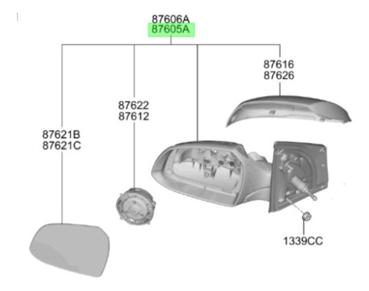 Espejo Manual Izquierdo Hyundai Grand I10 2013 2018