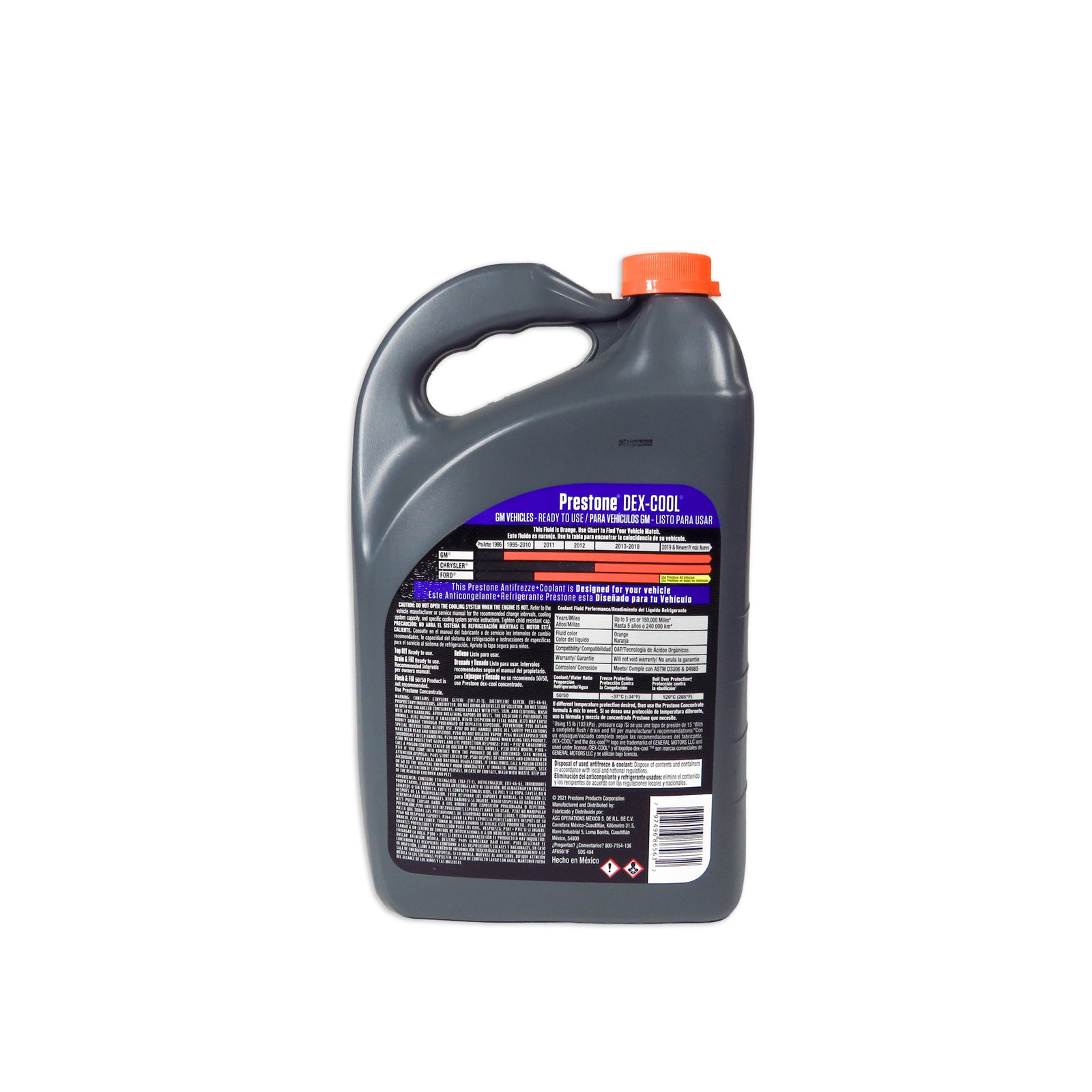 Coolant Prestone Dex-Cool 50/50 Naranja GM 3.78L Original