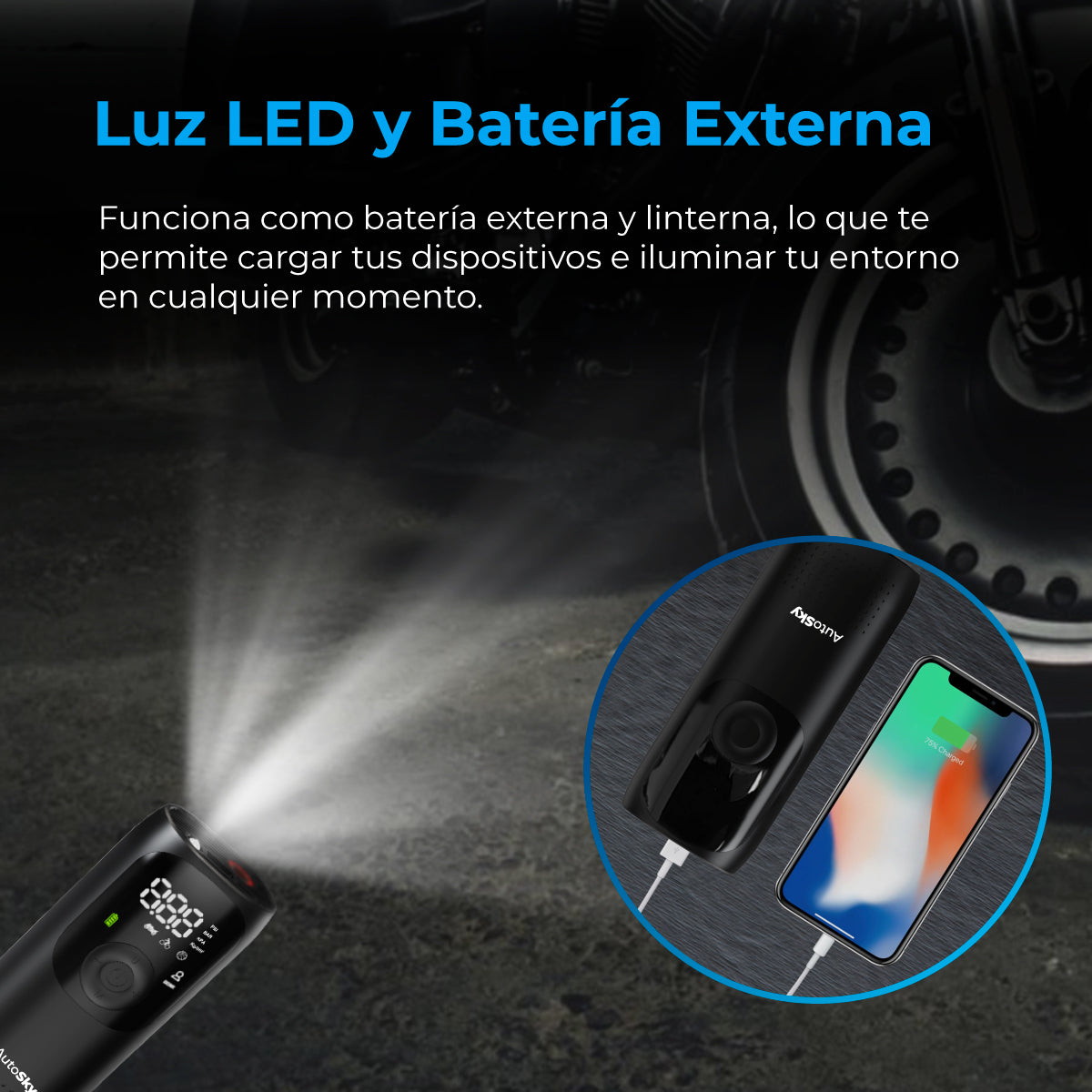 COMPRESOR DE AIRE PORTATIL AUTOSKY INFLADOR DIGITAL