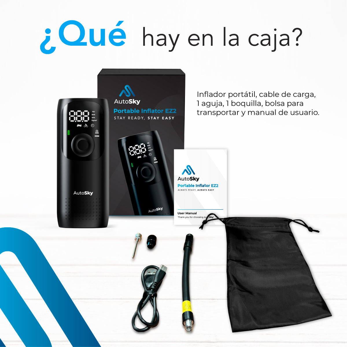 COMPRESOR DE AIRE PORTATIL AUTOSKY INFLADOR DIGITAL