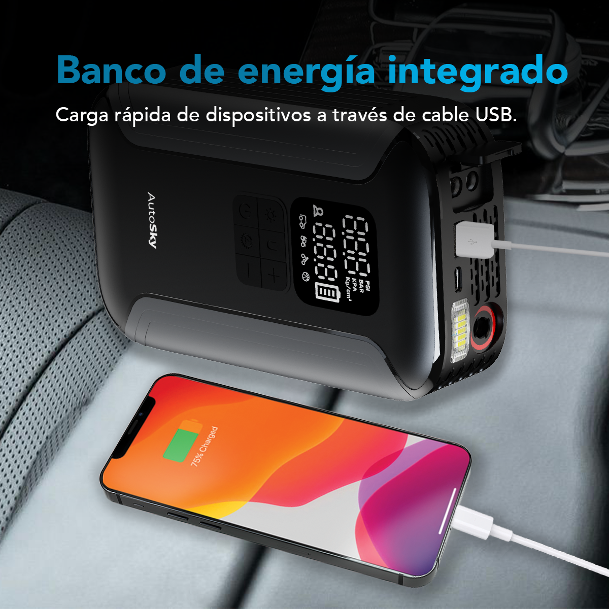 ARRANCADOR DE BATERIA AUTOSKY CON INFLADOR DE NEUMATICOS