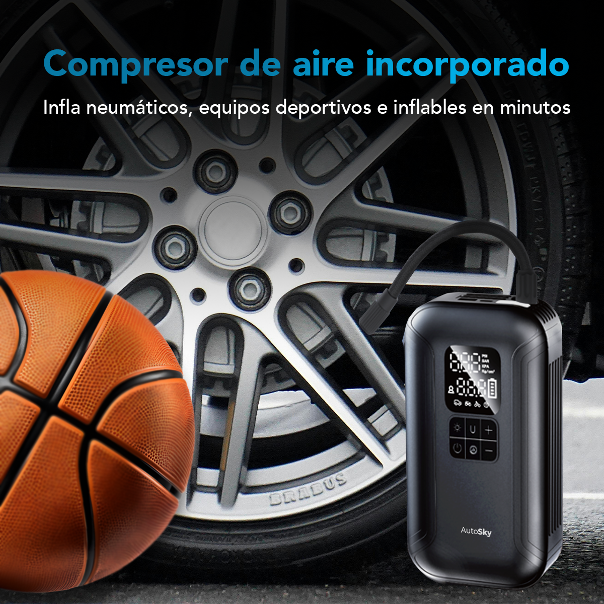 ARRANCADOR DE BATERIA AUTOSKY CON INFLADOR DE NEUMATICOS