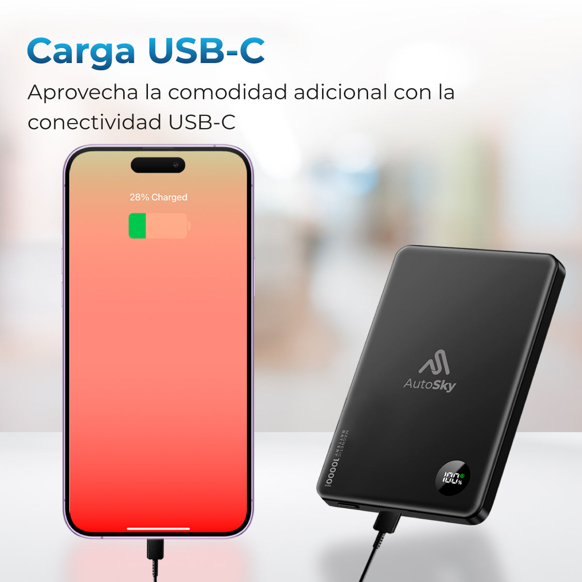 BATERIA MAGNETICA AUTOSKY 10000MAH POWER BANK MAGSAFE