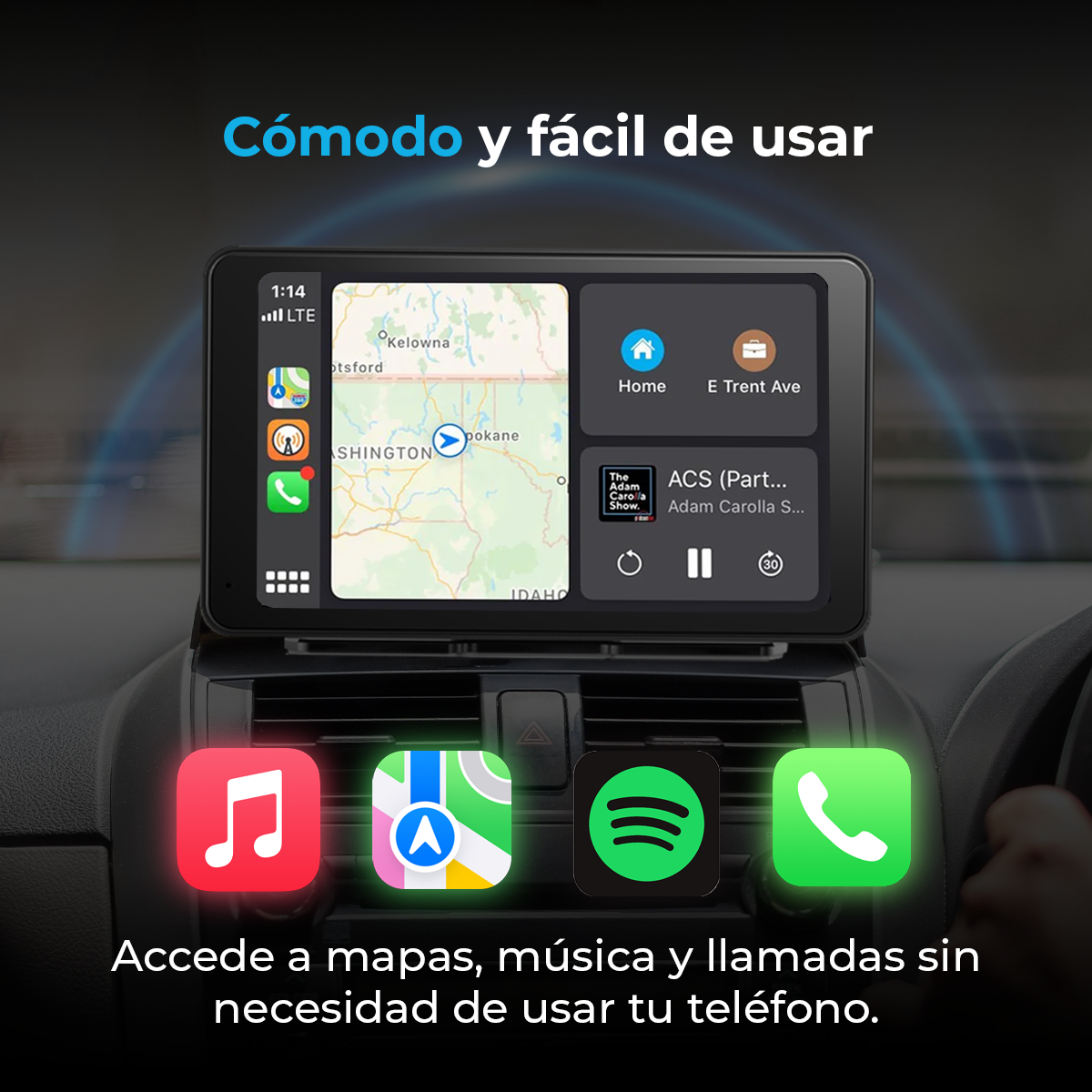 PANTALLA PORTATIL 7 CARPLAY Y ANDROID AUTO INALAMBRICO