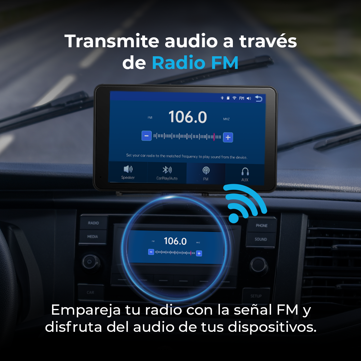 PANTALLA PORTATIL 7 CARPLAY Y ANDROID AUTO INALAMBRICO