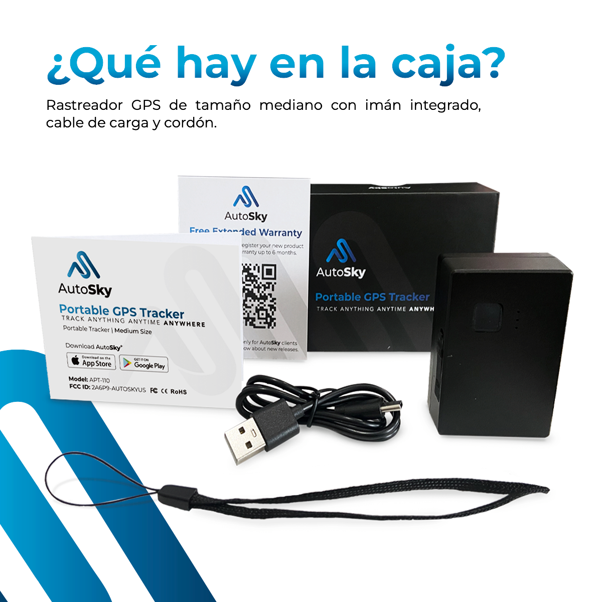 RASTREADOR GPS PORTATIL MEDIANO AUTOSKY CON BOTON SOS