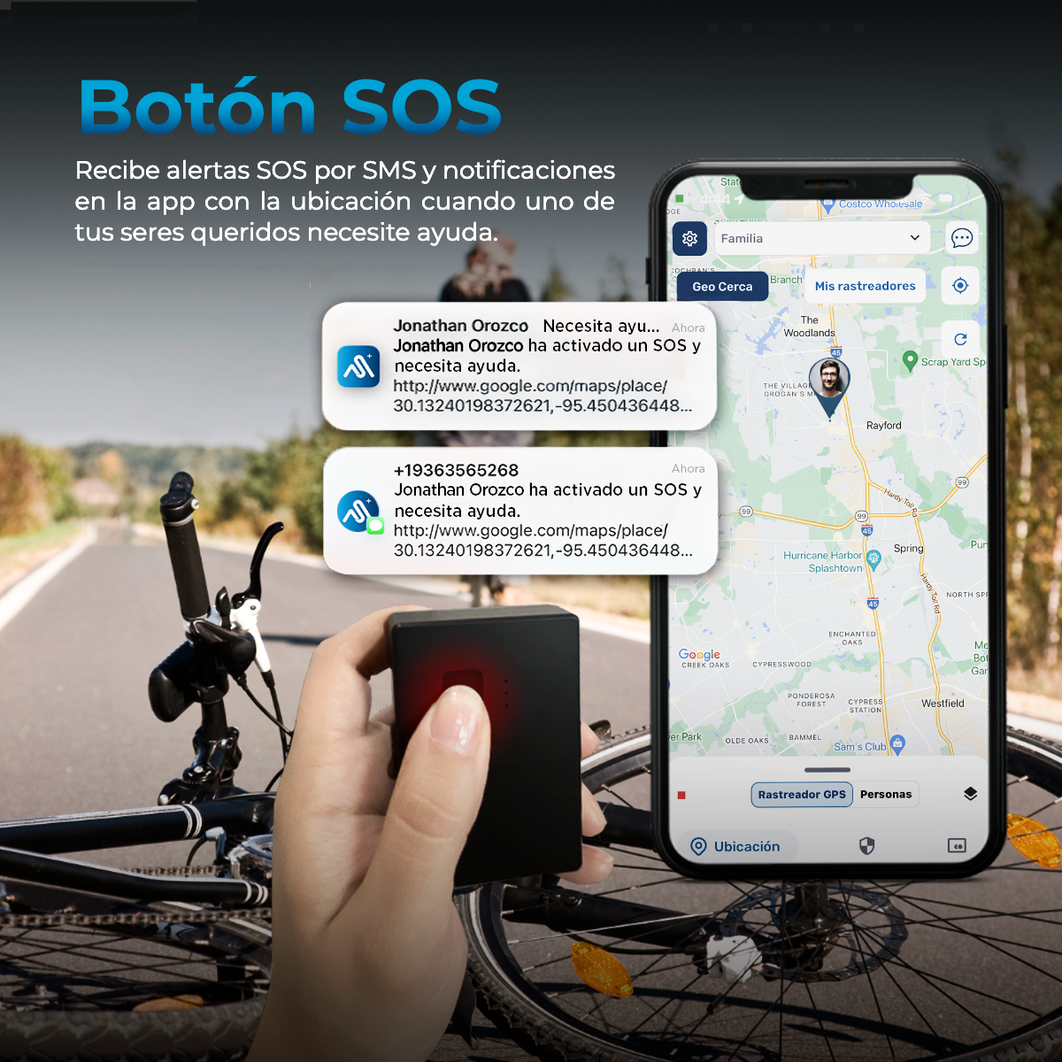 RASTREADOR GPS PORTATIL MEDIANO AUTOSKY CON BOTON SOS